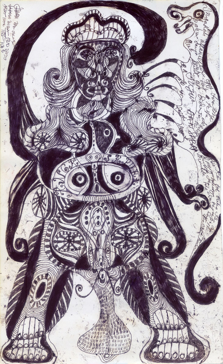 <strong>Untitled</strong> <br/> Ink and marker on wastepaper / 21.5 x 15.5cm / 2013 
