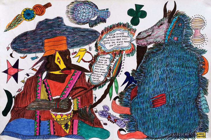 <strong>Untitled</strong> <br/> RAH 05 / Markers and Wax crayon on paper / 80 x 120 cm / 2014  